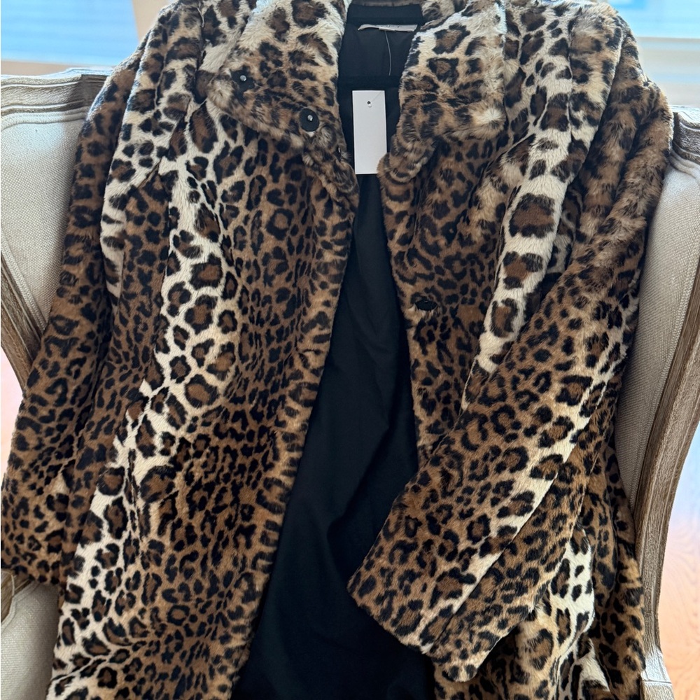 Loft Leopard Print Faux Fur Coat